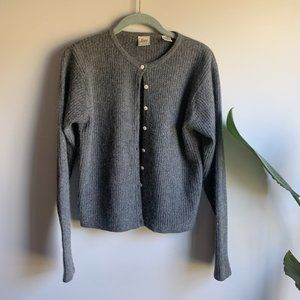Vintage Bass Lambswool and Rabbit Hair Blend Gray Cardigan Size Small